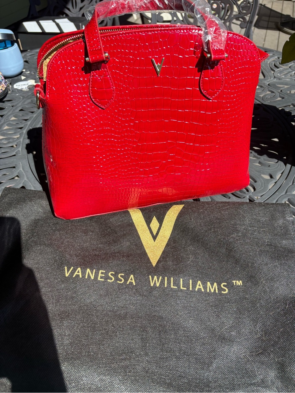 Vanessa Williams Red Croc-Embossed Dome Satchel